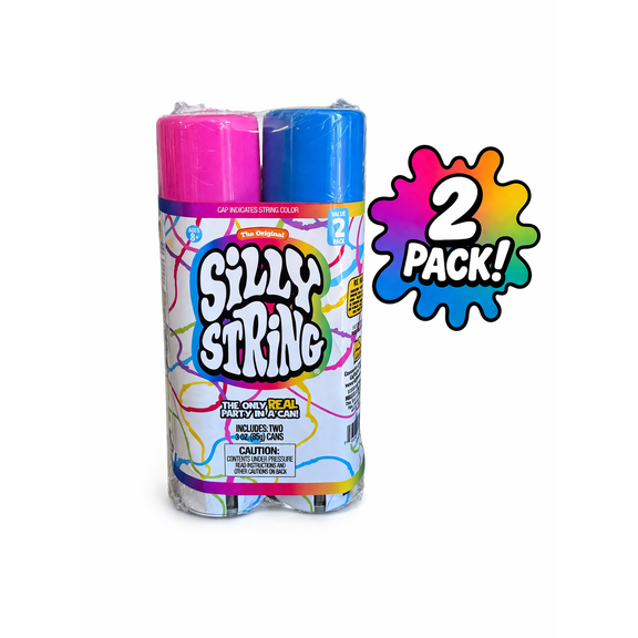 The Original Silly String 2 Pack, Large 3 oz Can Assorted Colors for Parties