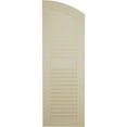 thumbnail image 5 of Ekena Millwork 15"W x 30"H (25" Low Side) Timberthane Rough Cedar Two Equal Louver w/Elliptical Top Faux Wood Shutters (Per Pair), Primed Tan, 5 of 6