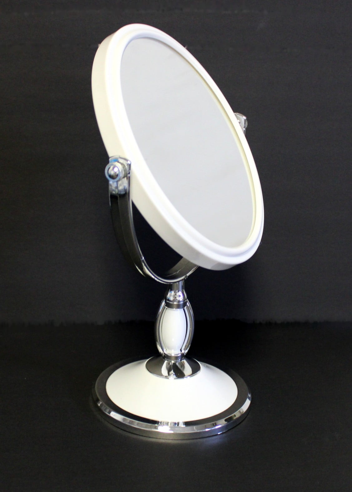 Dependable Industries Double Sided Oval Shape All Purpose Makeup Mirror Table Top Self Standing with 1X and 2X Magnification White