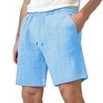 thumbnail image 2 of Mens Shorts Summer Casual Jacquard Textured Elastic Waist Straight Leg Relaxed Fit Beach Shorts with Pockets, 2 of 6