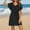 #Black, variant on swimsuit coverup for womenswim cover up for women Summer Women's Short Sleeved Beach Outfit Loose V Neck Bikini Waist Tied Dress Beach Swimsuit Cover Up Black + L
