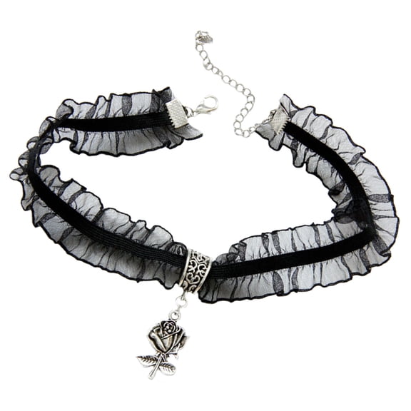 SWETRACE 1 Piece Statement Necklace for Women, Lace Rose Design, Adjustable Chain, Fashion Jewelry for Wedding Party, Bridal