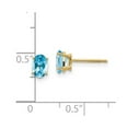 thumbnail image 2 of 14k Yellow Gold 6x4 Oval December Blue Topaz Post Earrings 6x4mm Wide Stud Earring for Women, 2 of 2