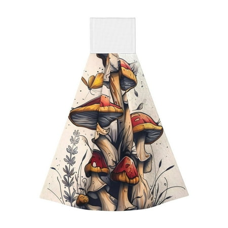

Ocsxa Cute Forest Mushrooms for Hand Towels Hand Wipes with Velcro Soft and Fast Absorbent Hanging Towels Reusable Cleaning Cloth for Kitchen/Bathroom/Laundryroom 14x18In