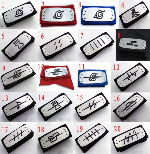 12PC of Random Naruto Headband Leaf Village Anti Leaf Village Halloween Cosplay SuperFan Bundle Sasuki, itachi uchiha, Kakashi