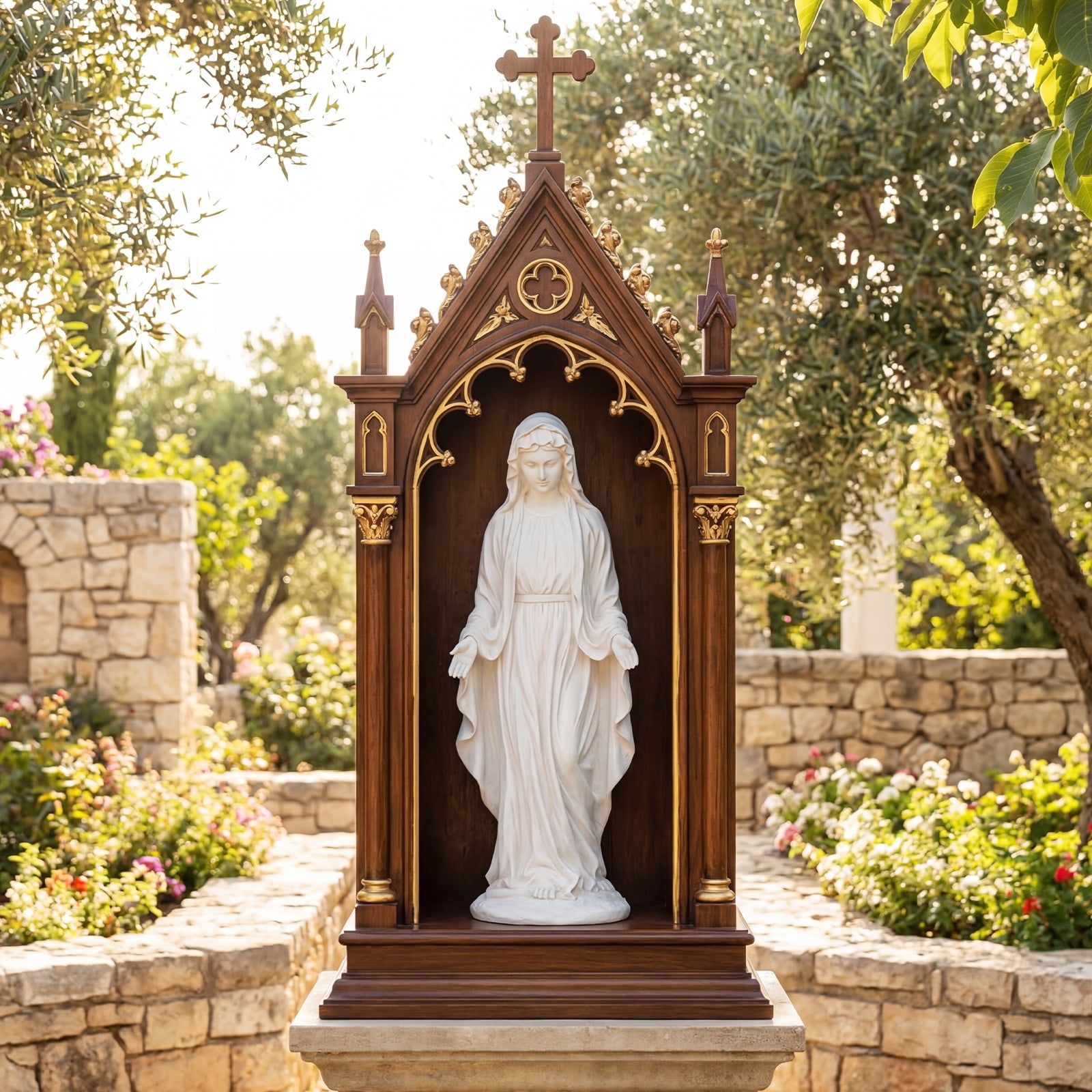 Costway 29.5" Virgin Mary Statue Tall Outdoor Religious Sculpture with Aged Finish for Yard