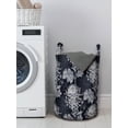 thumbnail image 3 of Floral Laundry Bag, Gothic Flower Bouquet Chrysanthemum Blooming Harvest Baroque Motif, Hamper Basket with Handles Drawstring Closure for Laundromats, 13" x 19", Indigo Pale Grey, by Ambesonne, 3 of 4