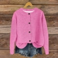 thumbnail image 2 of Weiqiqre Womens Fall Clothes Crew Neck Cropped Cardigan Sweaters Long Sleeve Open Front Button Down Sweater Jackets, 2 of 4