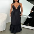 thumbnail image 2 of Robe Longue d'Été pour Femmes avec Nœud, Bretelles Spaghetti, Découpe, Robe de Soirée, 2 of 5