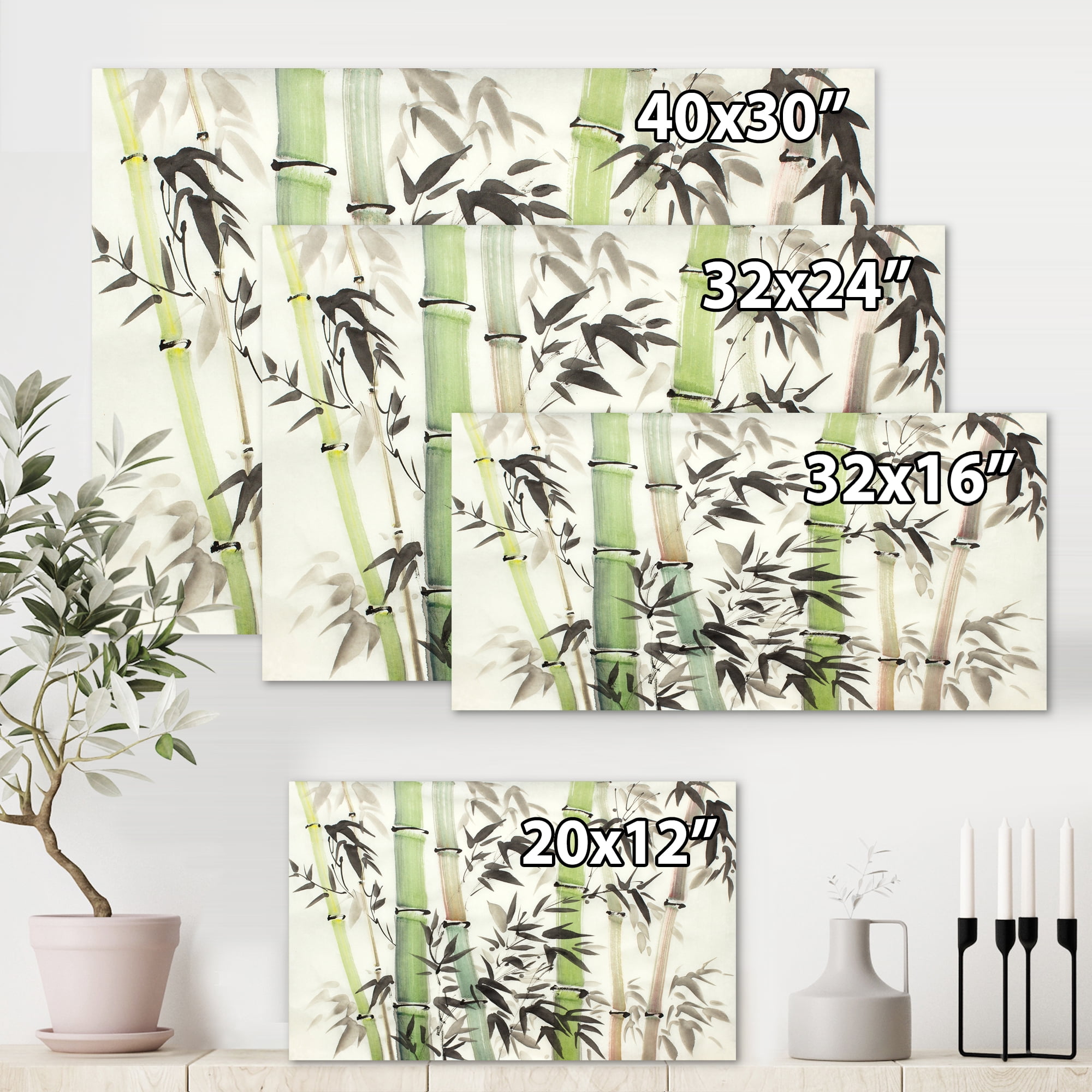 Designart ' The Forest of Bamboo Branches II ' Lake House Canvas Wall Art Print