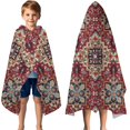 thumbnail image 3 of Red Boho Ethnic Geometric Pattern Hooded Bath Towel，50"x30" for Ages 3 To 12 Kids, Quick Dry Lightweight Soft Microfiber Hood Beach Towel Cover Up for Kids, 3 of 7