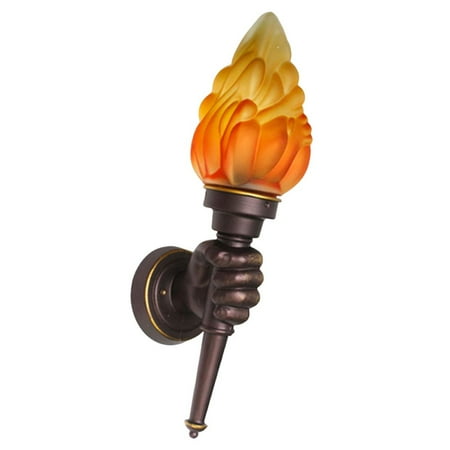 

Fovolat Wall Mount Torch Lights|Uniquely Designed Rustic Industrial Wall Sconce|Lighting Fixture With Flame Glass Lamp Shade And Fist-Shaped Antique Brown Aluminum Bracket Farmhouse