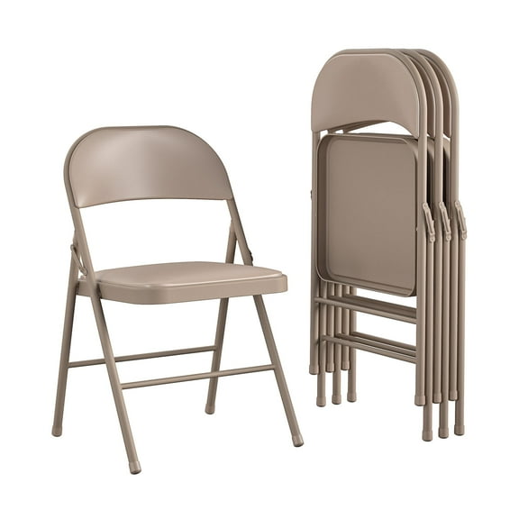 Cosco Steel Folding & Stacking Chairs Antique Linen (Set of 4)