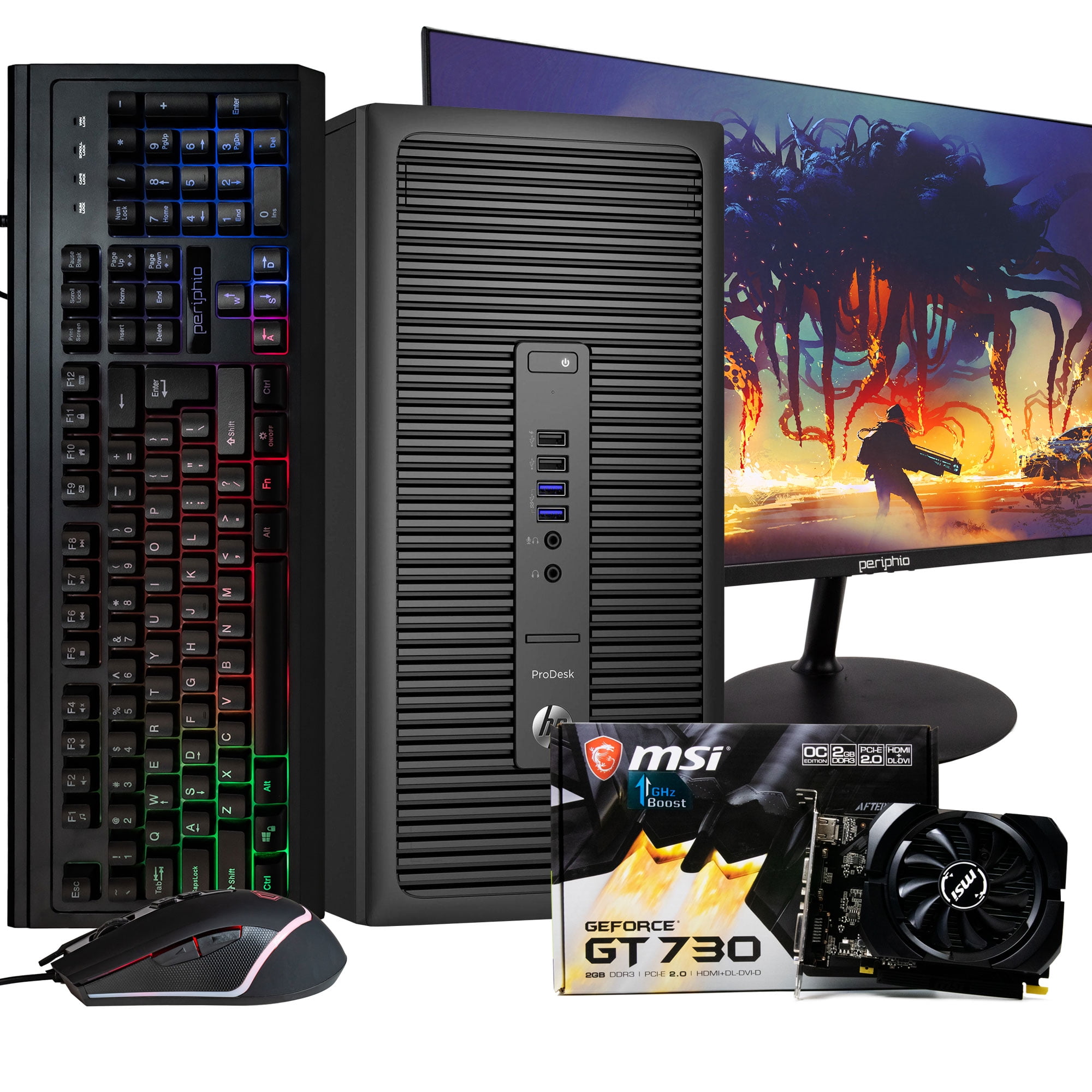 verlies Rentmeester Voorkeur HP Gaming Computer, Intel Quad-Core i5, GeForce GT 730 (2GB), 240GB SSD +  1TB HDD, 16GB DDR4 RAM, DVD, WIFI, Bluetooth, Windows 10 Home Gaming, NEW  24” LCD, RGB Gaming Bundle (Renewed) - Walmart.com