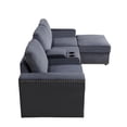 thumbnail image 4 of MAYEERTY 3-Seater Sofa, Upholstered Couch with Console, Cup Holders & Anti-Insect Solid Wood Frame, for Living Room Family Room Apartment, Dark Grey, 4 of 10