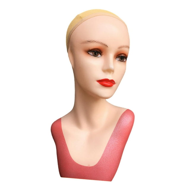 Female Mannequin Head Makeup 21.26inch Stable Base Hat Display Rack Necklace Pink