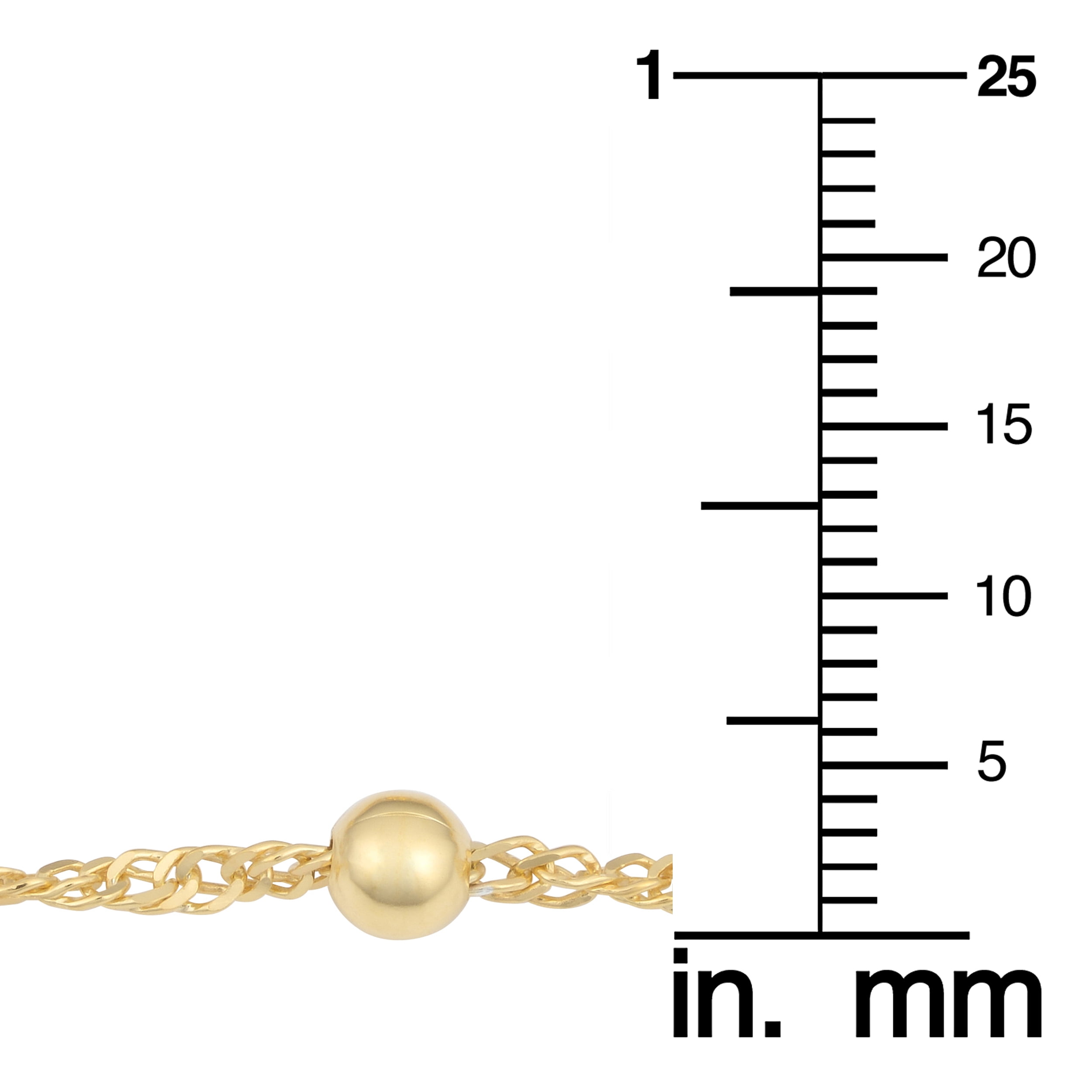 KoolJewelry Yellow Gold Over Sterling Silver 1.5 mm Singapore Bead Station Anklet (10 inch)
