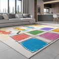 thumbnail image 2 of Area Rugs Cartoon Cat Checkered Painting Stain Resistance, 8 X 10 ft Machine Washable Non-Slip Carpet for Living Room Bedroom Office, Light Pet Friendly Indoor & Outdoor Rug, 2 of 7