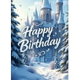 thumbnail image 6 of LUUFILx Happy Birthday Winter Wonderland Castle Background Backdrop Banner Party Decorations Supplies Photography Props Festive Celebration Decor Snowflake, 6 of 7