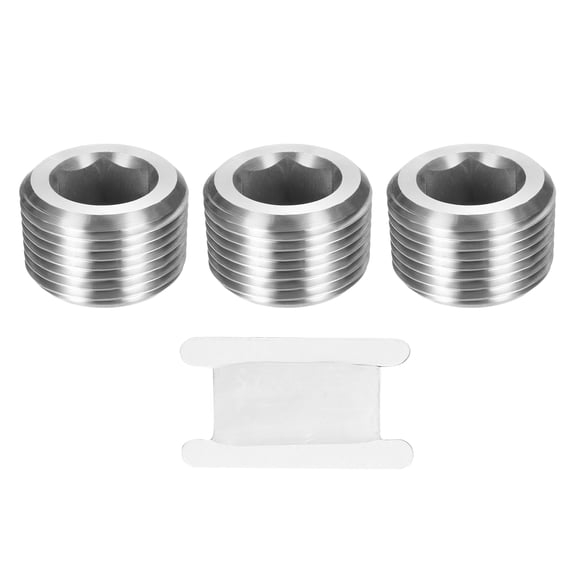 3 Pcs 304 Stainless Steel Pipe Plug 3/4" NPT Male Internal Hex Thread Socket Pipe Plug