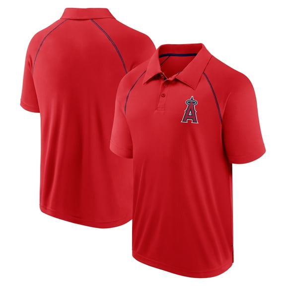 Men's Fanatics Red Los Angeles Angels Strong Alone Raglan Polo