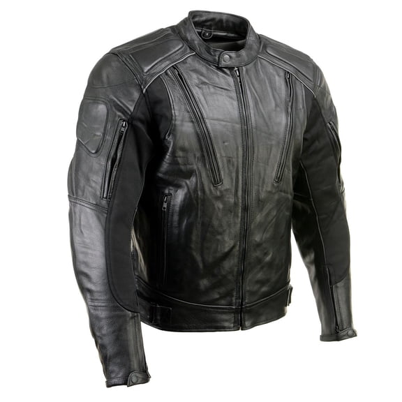 Milwaukee Leather LKM17007 Men's Premium Black Leather Motorcycle Bikers Rider Jacket w/ CE Armor X-Large