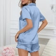 thumbnail image 4 of Wensltd Pajama Set Short Sleeve for Women Summer Loose Fit Elegant Style Breathable Button Down Sleepwear Multiple Colors, 4 of 6