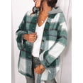 thumbnail image 2 of QWZNDZGR Women Casual Plaid Shacket Jacket Hoodies Long Sleeve Button Down Flannel Shirts, 2 of 8