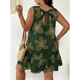 thumbnail image 3 of Plus Size Women Summer Casual Printed Short Camisole Dress Vacation Brown Sundress Floral Mini Dress, 3 of 10