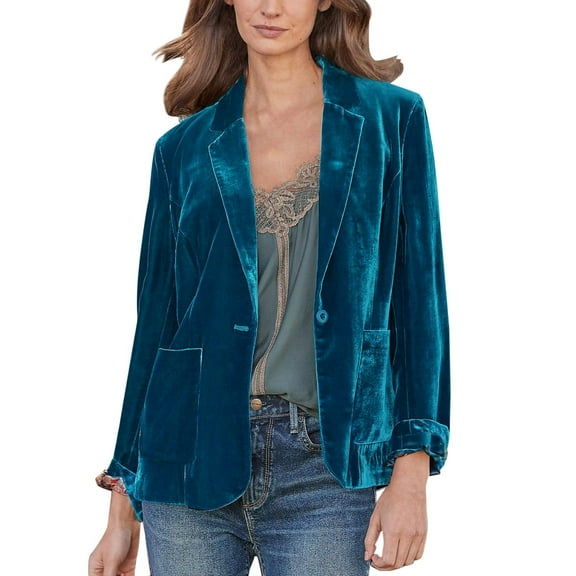 Baberdicy Blazer 2024 Women's Golden Velvet Solid Colour Fashion Casual Top Jacket Womens Blazer Army Green