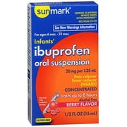 Angle View: Sunmark Infants' Ibuprofen Berry Oral Suspension, 50 mg, 0.5 Fl. Oz.