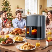 Sybels Air Fryer with Viewing Window, 6-Quart 12-in-1 Multi-Function Appliance for Air Frying, Roasting, Baking & Dehydrating, Gray