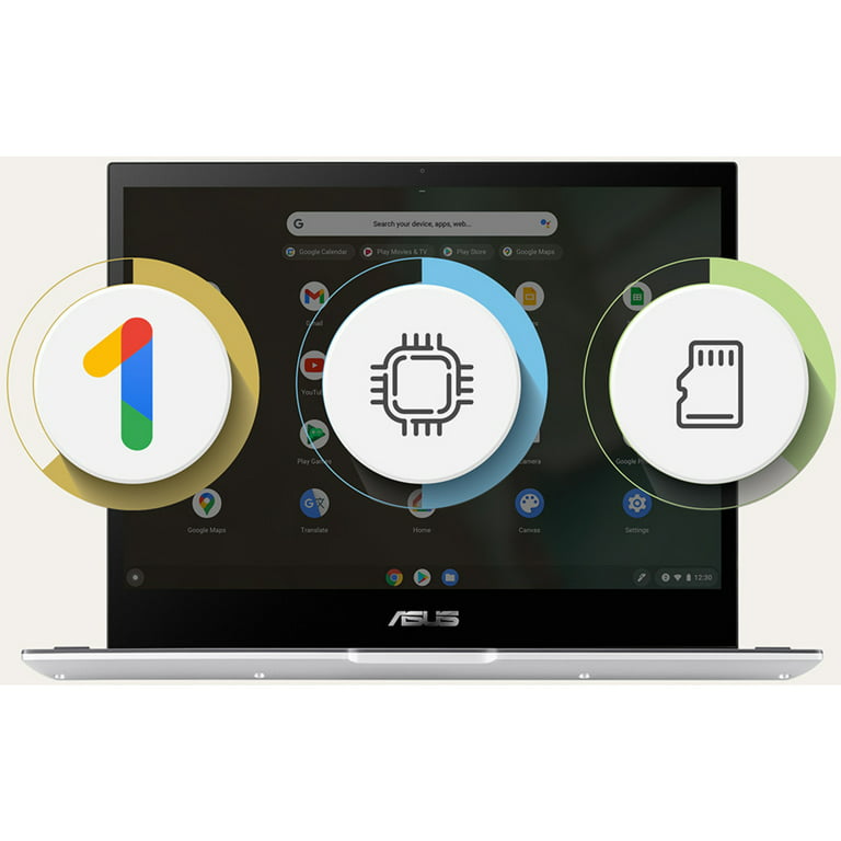 ASUS Chromebook Flip CM3, pantalla táctil HD NanoEdge de 12 pulgadas,  procesador MediaTek 8183, GPU Arm Mali-G72 MP3, 32 GB de almacenamiento, 4  GB de