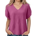 thumbnail image 6 of Enridrech Cotton Blouse for Women Fashion V Neck Shirt Tops Comfort Summer Short Sleeve Casual Loose Solid Color Top, 6 of 7