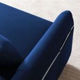 thumbnail image 5 of 57" Modern Convertible Sofa Bed with 2 Detachable Arm Pockets, Velvet Loveseat Sofa with Pull Out Bed, 2 Pillows and Living Room Adjustable Backrest, Grid Design Armrests (Blue), 5 of 8