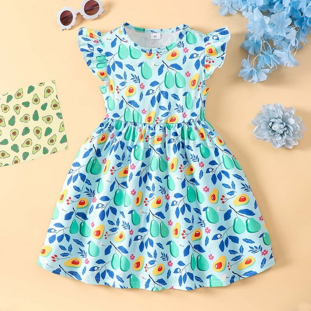 Robes Ado Décontractées Robes Trapèze Robe d'Été Ado Robes Tout-Petits 3-4 Ans