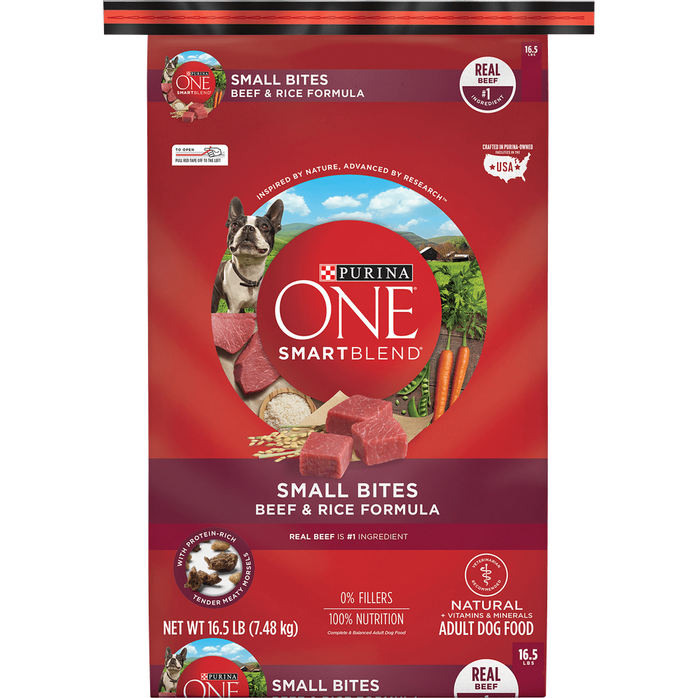 Purina ONE Natural Dry Dog Food, SmartBlend Small Bites Beef &amp; Rice