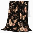 thumbnail image 2 of Whimsical Moth Wildflower Design Mystical, Festive Botanical Garden Scene, Warm Flannel Blanket for Sunroom and Reading Nook, Garden Lovers Housewarming Gift, Botanical Home Decor, 2 of 9