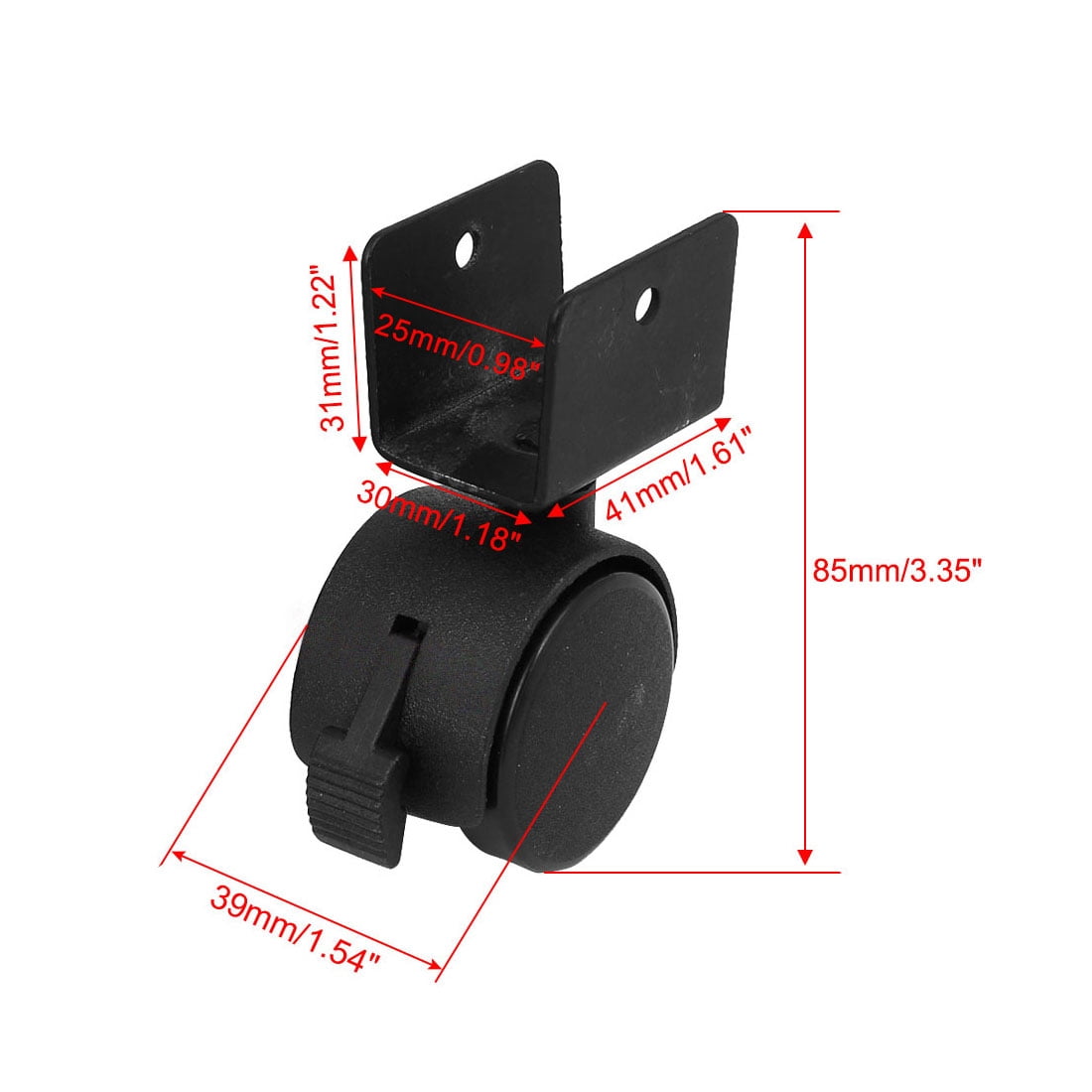 Unique Bargains 1.6" Dia Wheel U-Clamp Rotatable Universal Swivel Brake Caster 4pcs