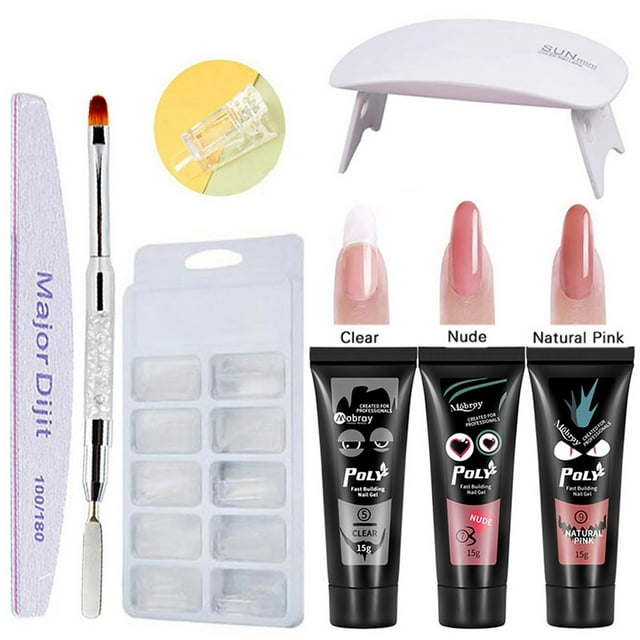 Nail Glue 3 Colors Quick-dry Manicure Tools UV Nail Lamp Nail Molds Nail Extension Set
