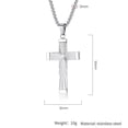 thumbnail image 2 of PAMTIER Unisex Stainless Steel Simple Hip Hop 2 Colors Refraction Ray Cross Pendant Amulet Crucifix Necklace Christian Jewelry Silver Free Chain, 2 of 5