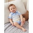 thumbnail image 6 of BemeyourBBs Newborn Baby Boy Summer Clothes Romper One Piece Outfit 0 3 6 12 18 Months Contrast Color Stripes Collar Short Sleeve Button Down Jumpsuit Shorts, 6 of 9