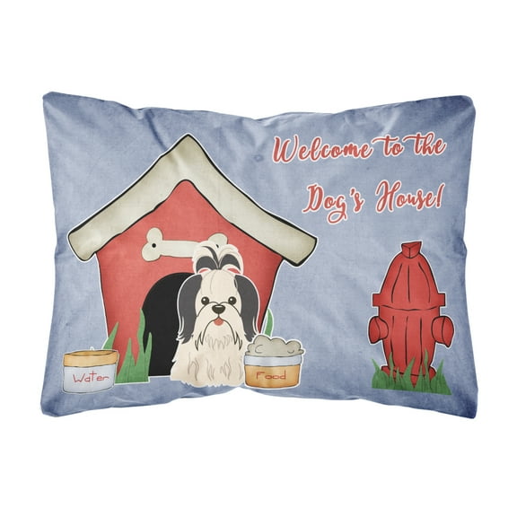 Carolines Treasures BB2842PW1216 Dog House Collection Shih Tzu Black White Canvas Fabric Decorative Pillow 12H x16W