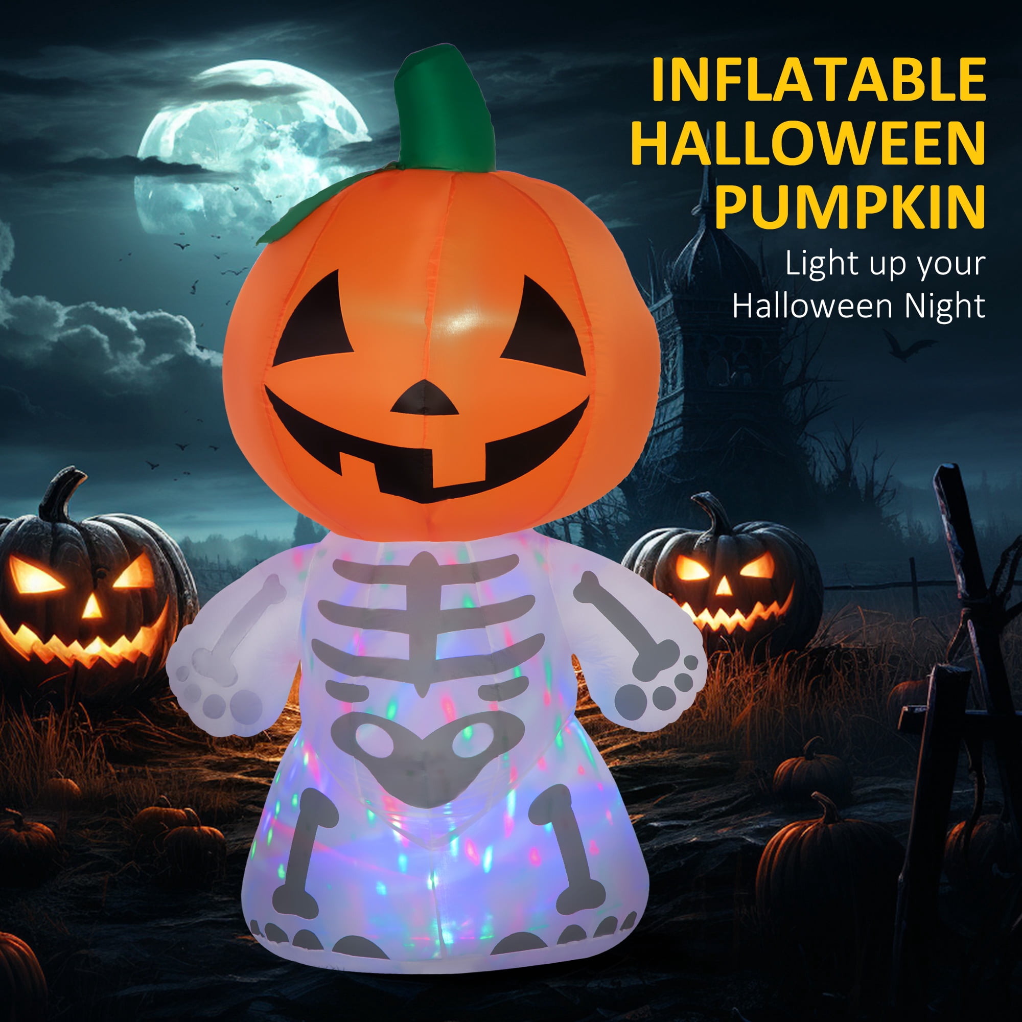 Alvantor Inflatables Halloween Pumpkin Decorations 6ft Blow Up LED Decor for Garden, Lawn Waterproof