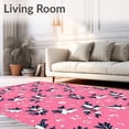 thumbnail image 2 of ODIKA 2'x3' Machine Washable Non-Slip Area Rug, Frosted Holly Berry Sprigs with Interlocking Snow Detailing High Traffic Rug with Pad, Pink, 617651, 2 of 8