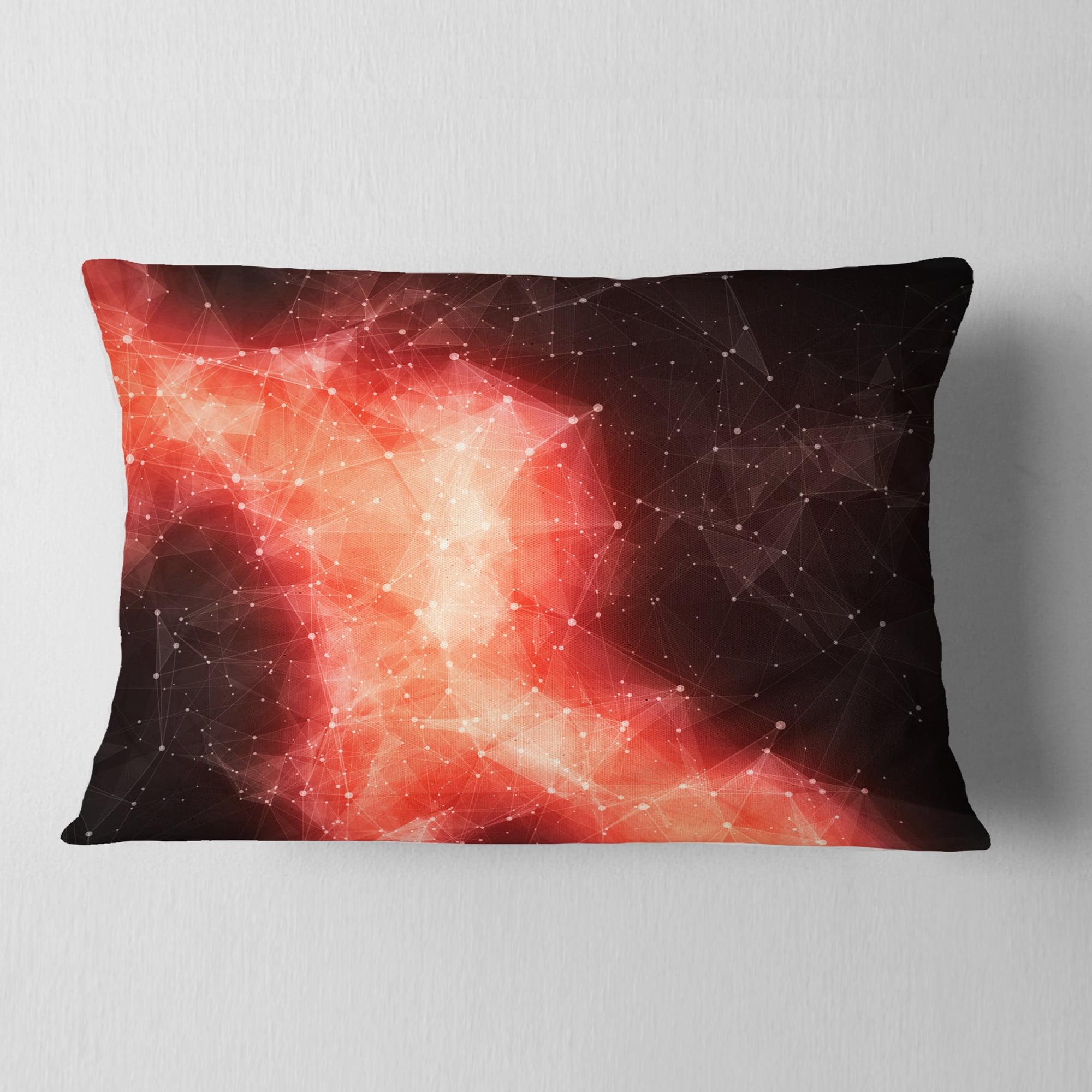 Designart Red Nebula in Cosmos - Contemporary Throw Pillow - 12x20