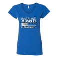 thumbnail image 2 of Wild Bobby Installing Muscles Please Wait Gym/Workout Women Standard V-Neck Tee, Royal, X-Large, 2 of 5