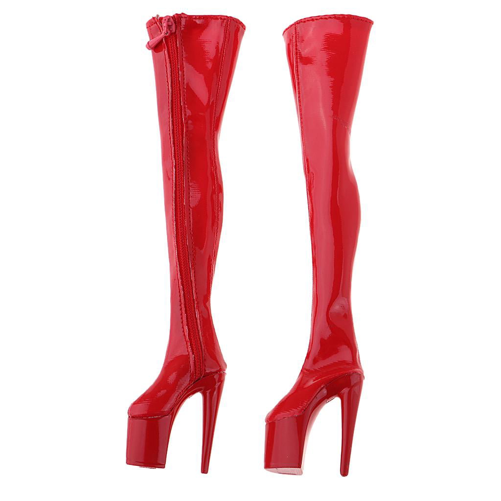 1/6 Scale Red Zipped High Heel Boots 12inch Female Action Figure Accessory 