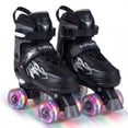 thumbnail image 1 of Gymax Patins à Roulettes pour Enfants 4 Tailles Réglables Patins Quad avec Roues Lumineuses pour 7-9 Ans Noir, 1 of 10