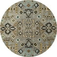 thumbnail image 1 of Ahgly Company Machine Washable Indoor Round Abstract Dark Khaki Green Area Rugs, 5' Round, 1 of 7